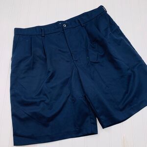Izod Golf Men's Navy Blue Polyester Pleated Front Short Sz 38 High Rise